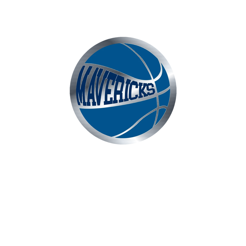 Dallas Mavericks - Basketball With Mavericks - Silver Chrome Vinyl Sticker - Custom Size