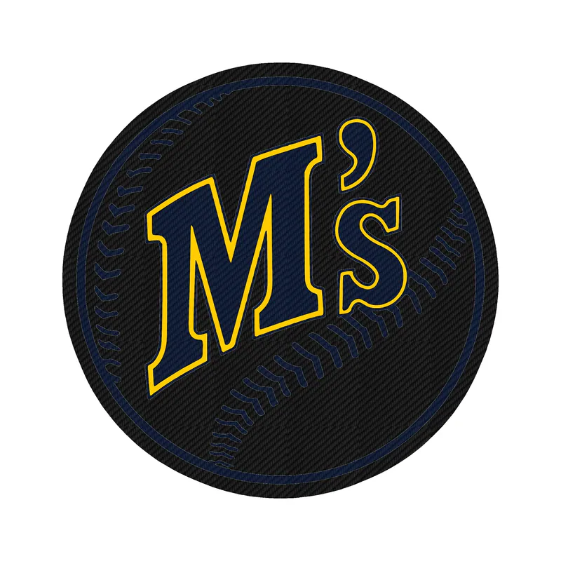 Seattle Mariners - Baseball With M - Carbon Fiber Vinyl Sticker - Custom Size