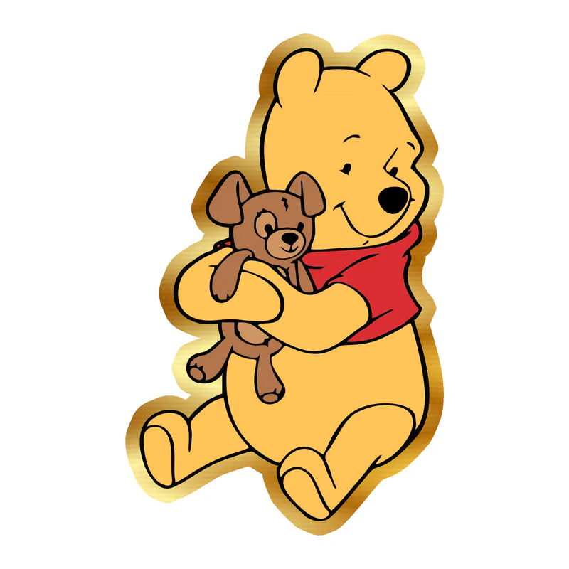 Winnie The Pooh - Gold Chrome Vinyl Sticker - Custom Size