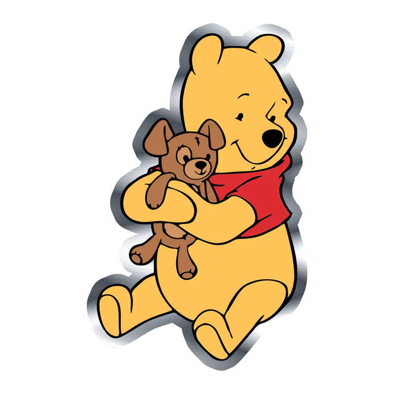 Winnie The Pooh - Silver Chrome Vinyl Sticker - Custom Size