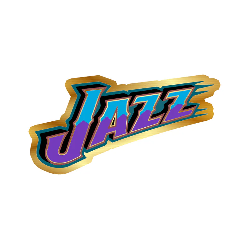 Utah Jazz - Blue And Purple Jazz - Gold Chrome Vinyl Sticker - Custom Size