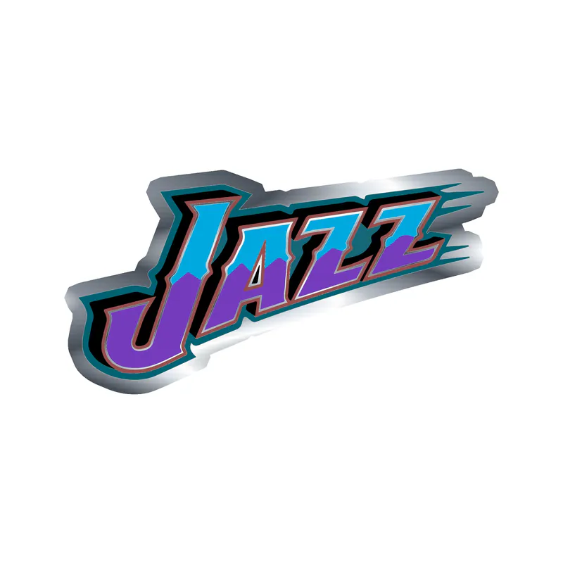 Utah Jazz - Blue And Purple Jazz - Silver Chrome Vinyl Sticker - Custom Size