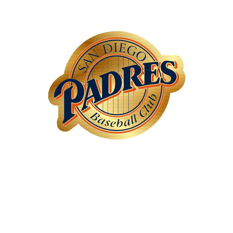 San Diego Padres - Circle With Stripes and Padres - Gold Chrome Vinyl Sticker - Custom Size