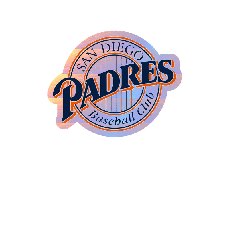San Diego Padres - Circle With Stripes and Padres - Holographic Vinyl Sticker - Custom Size