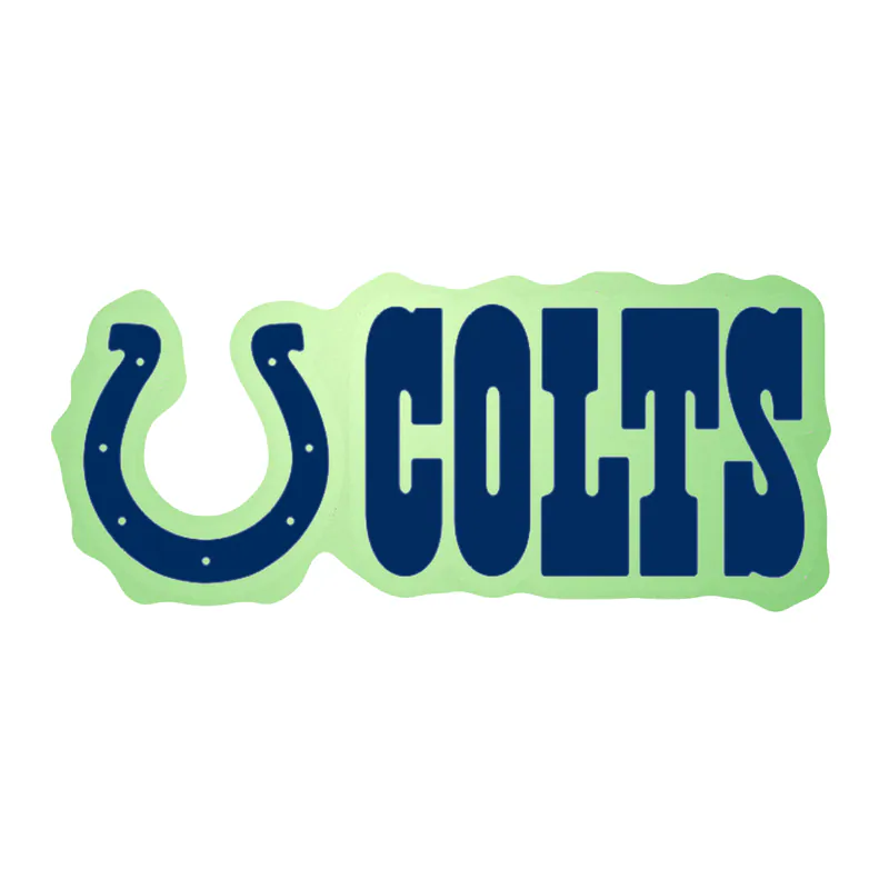 Indianapolis Colts - Horseshoe With Colts - Glow in the Dark Vinyl Sticker - Custom Size