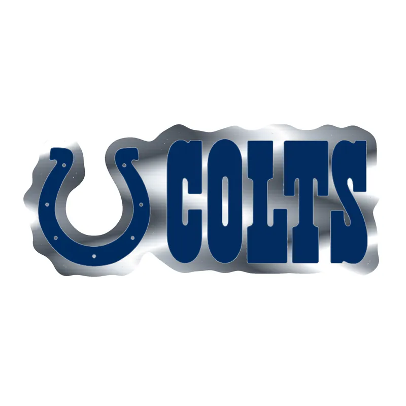 Indianapolis Colts - Horseshoe With Colts - Silver Chrome Vinyl Sticker - Custom Size