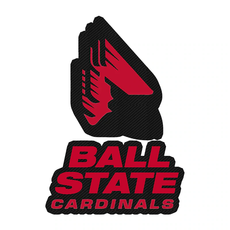 Ball State Cardinals - Head With Name - Carbon Fiber Vinyl Decal - Custom Size