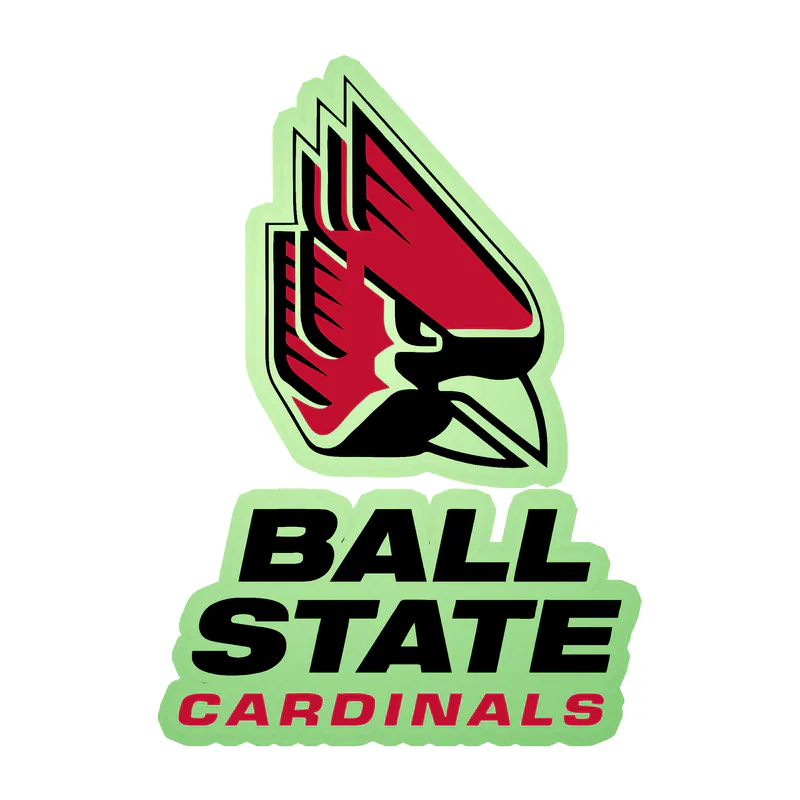 Ball State Cardinals - Head With Name - Glow in the Dark Vinyl Decal - Custom Size
