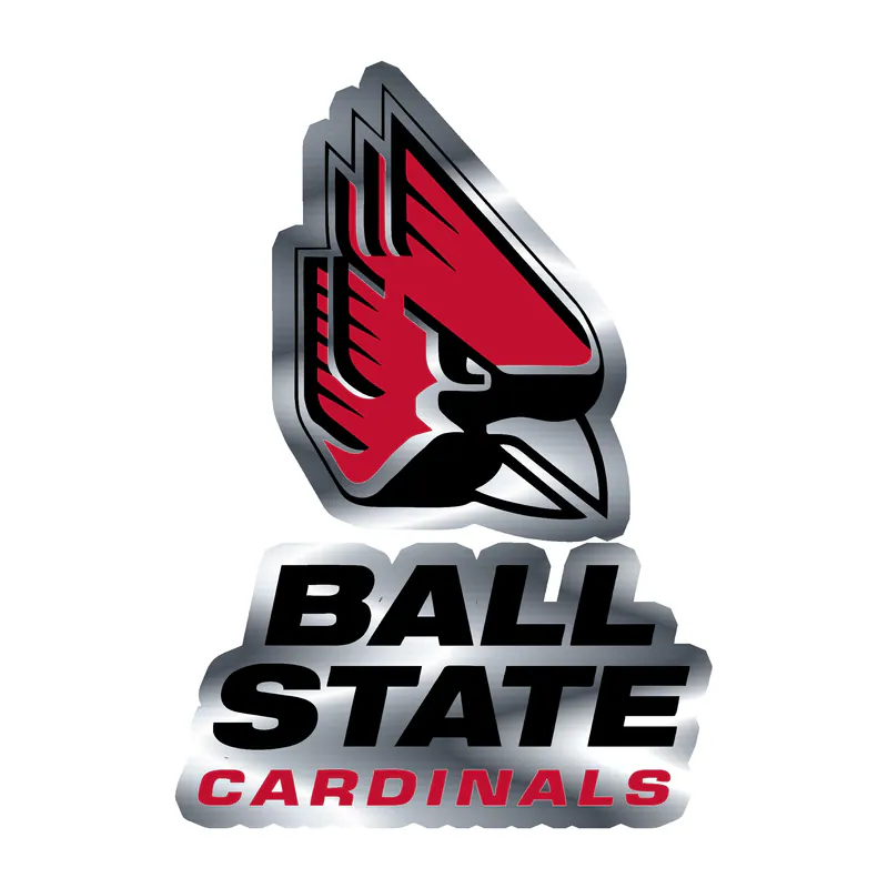 Ball State Cardinals - Head With Name - Silver Chrome Vinyl Decal - Custom Size