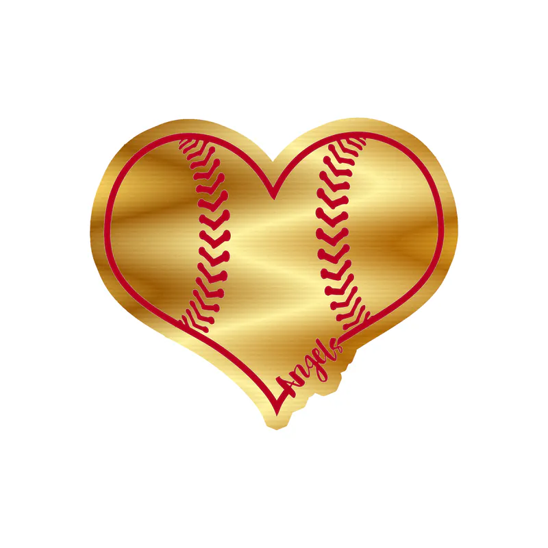 Los Angeles Angels - Heart - Gold Chrome Vinyl Sticker - Custom Size