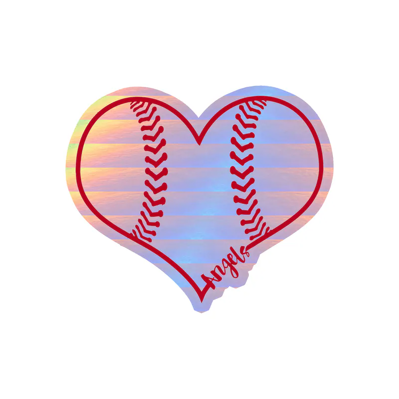 Los Angeles Angels - Heart - Holographic Vinyl Sticker - Custom Size