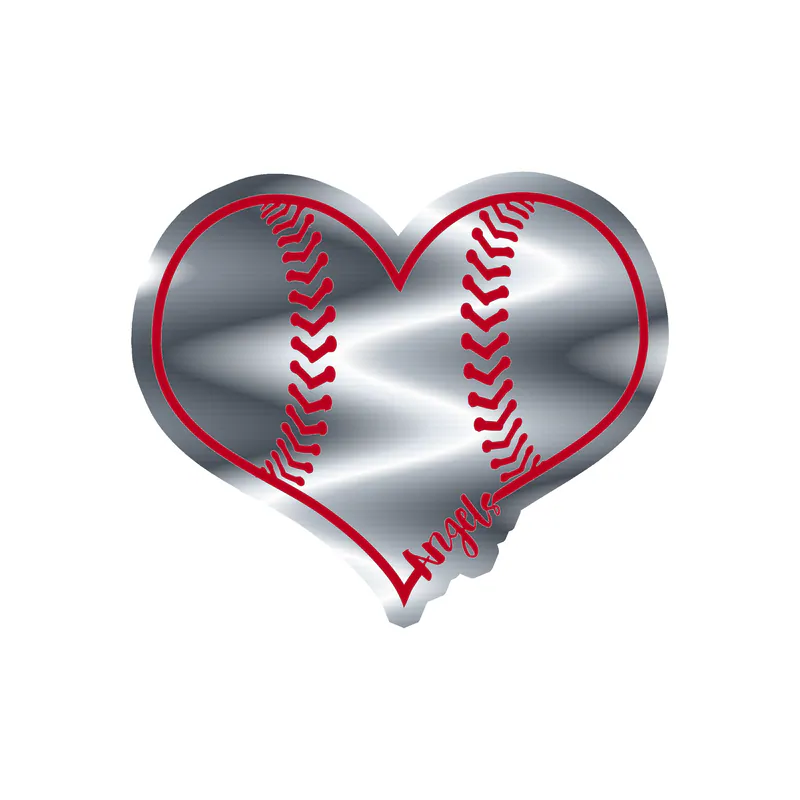 Los Angeles Angels - Heart - Silver Chrome Vinyl Sticker - Custom Size