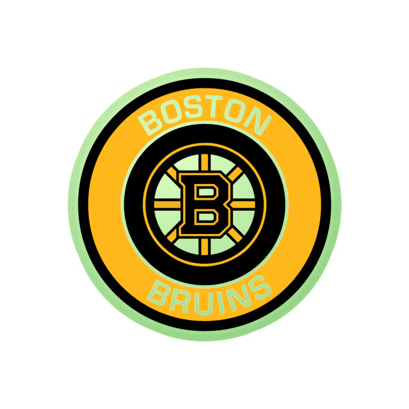Boston Bruins - Circle With Name - Image 1 - Glow in the Dark Vinyl Sticker - Custom Size