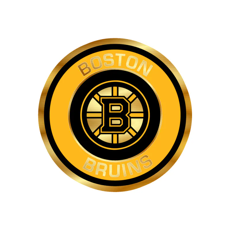 Boston Bruins - Circle With Name - Image 1 - Gold Chrome Vinyl Sticker - Custom Size