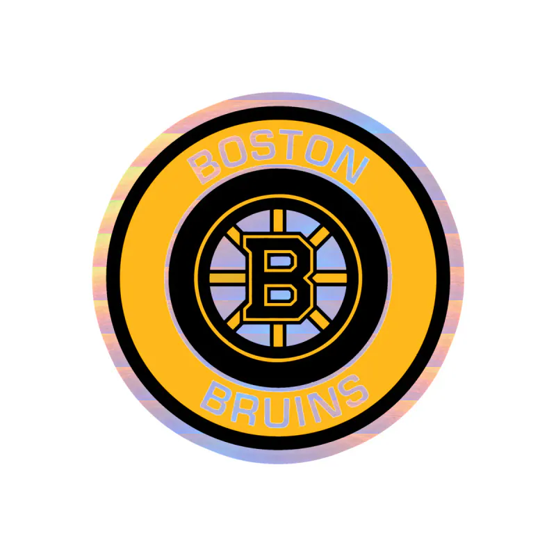 Boston Bruins - Circle With Name - Image 1 - Holographic Vinyl Sticker - Custom Size