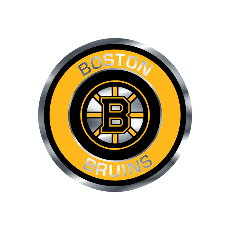 Boston Bruins - Circle With Name - Image 1 - Silver Chrome Vinyl Sticker - Custom Size