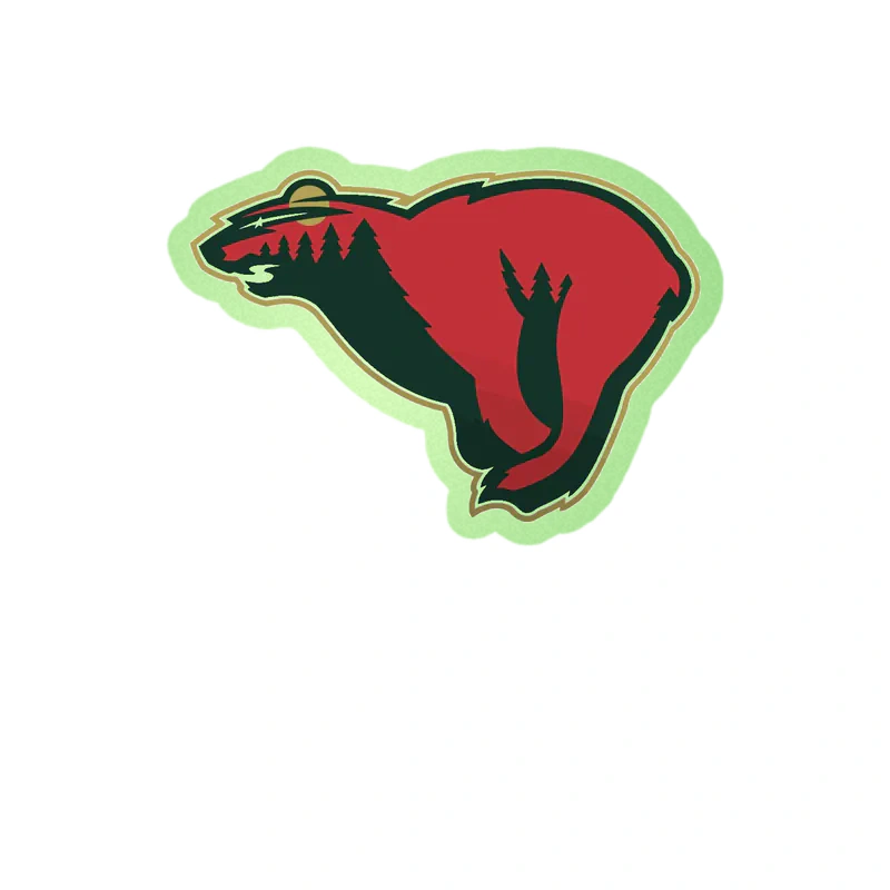Minnesota Wild - Bear - Glow in the Dark Vinyl Sticker - Custom Size