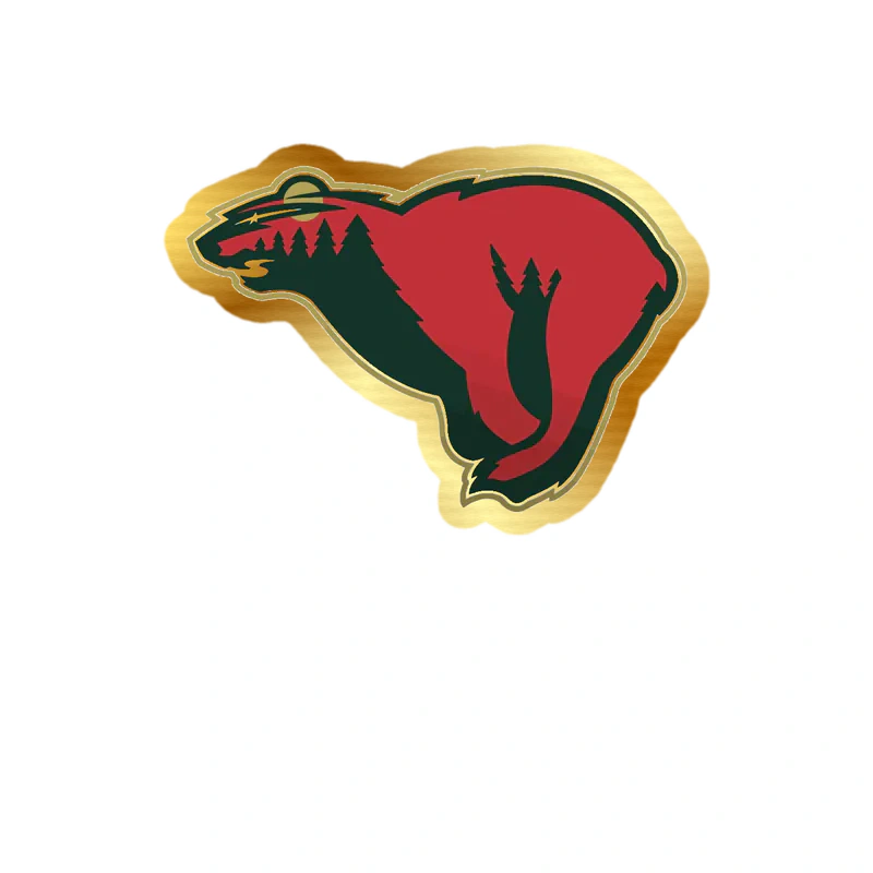 Minnesota Wild - Bear - Gold Chrome Vinyl Sticker - Custom Size