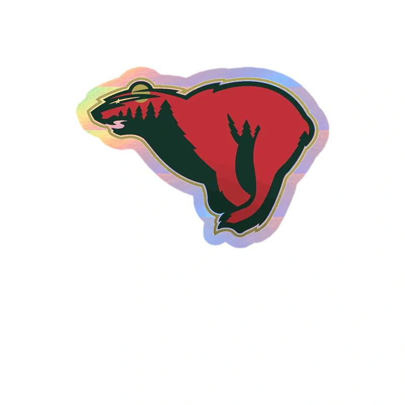 Minnesota Wild - Bear - Holographic Vinyl Sticker - Custom Size