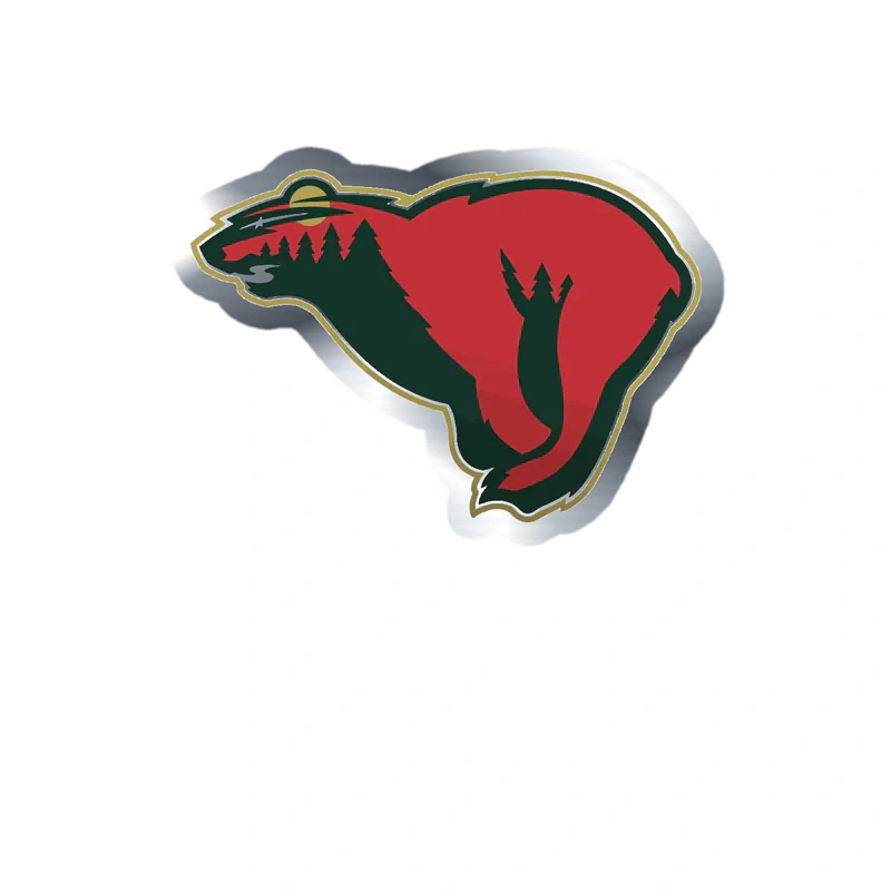 Minnesota Wild - Bear - Silver Chrome Vinyl Sticker - Custom Size