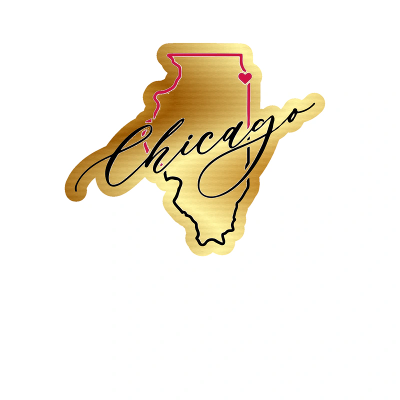 Chicago Bulls - State With Chicago - Gold Chrome Vinyl Sticker - Custom Size
