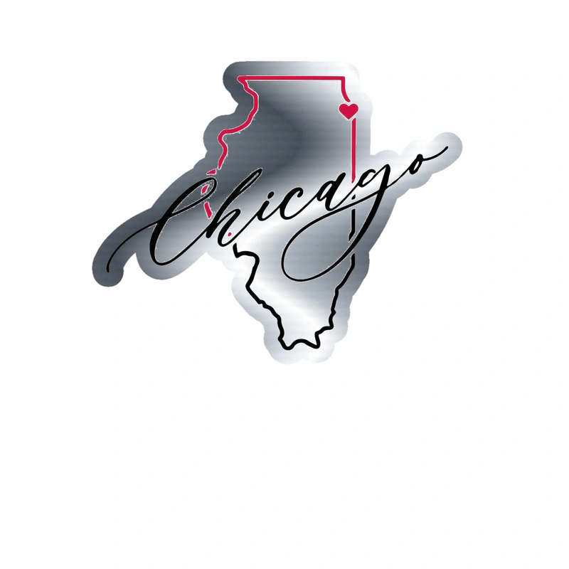 Chicago Bulls - State With Chicago - Silver Chrome Vinyl Sticker - Custom Size