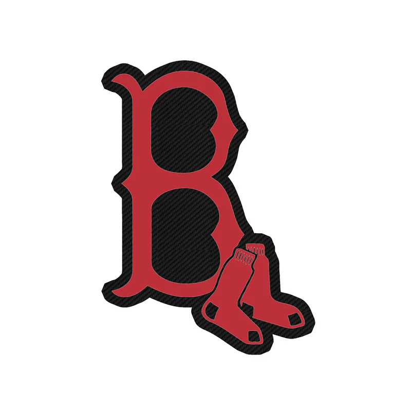 Boston Red Sox - Red And Blue B With Sox - Carbon Fiber Vinyl Sticker - Custom Size