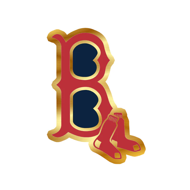 Boston Red Sox - Red And Blue B With Sox - Gold Chrome Vinyl Sticker - Custom Size