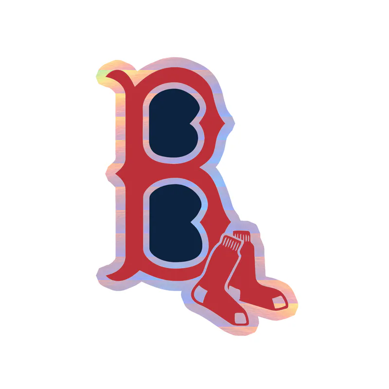 Boston Red Sox - Red And Blue B With Sox - Holographic Vinyl Sticker - Custom Size