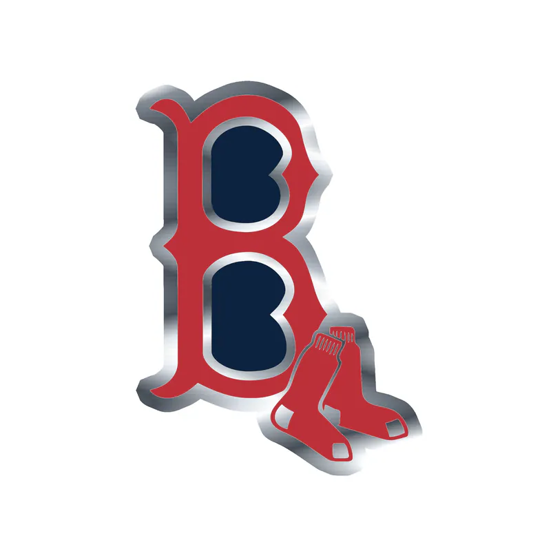 Boston Red Sox - Red And Blue B With Sox - Silver Chrome Vinyl Sticker - Custom Size