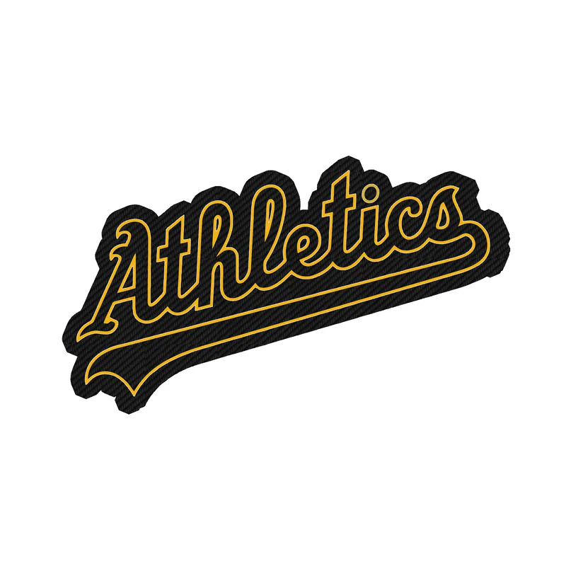 Oakland Athletics - Athletics Cursive - Carbon Fiber Vinyl Sticker - Custom Size
