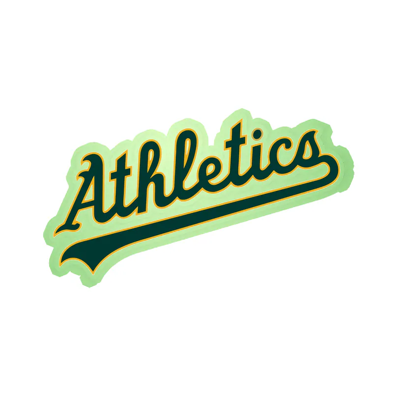 Oakland Athletics - Athletics Cursive - Glow in the Dark Vinyl Sticker - Custom Size