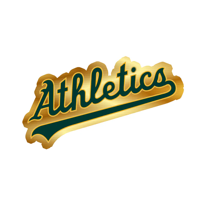 Oakland Athletics - Athletics Cursive - Gold Chrome Vinyl Sticker - Custom Size