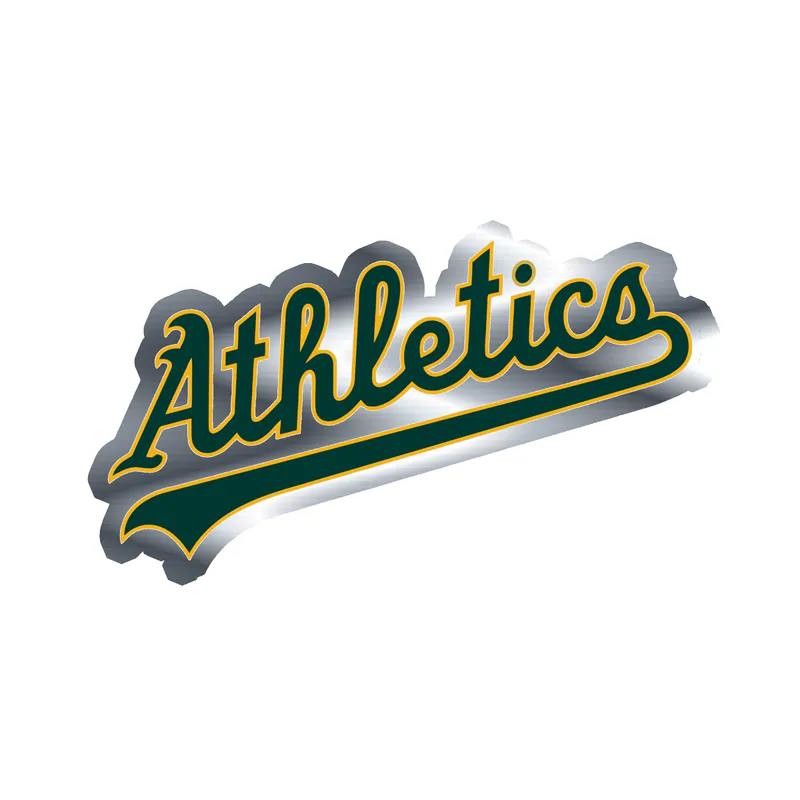 Oakland Athletics - Athletics Cursive - Silver Chrome Vinyl Sticker - Custom Size