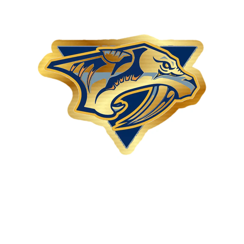 Nashville Predators - Tiger Triangle - Gold Chrome Vinyl Sticker - Custom Size