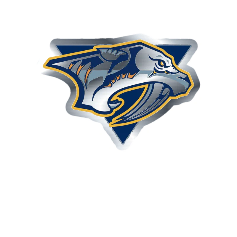 Nashville Predators - Tiger Triangle - Silver Chrome Vinyl Sticker - Custom Size