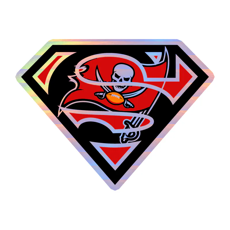 Tampa Bay Buccaneers - Superman - Holographic Vinyl Sticker - Custom Size