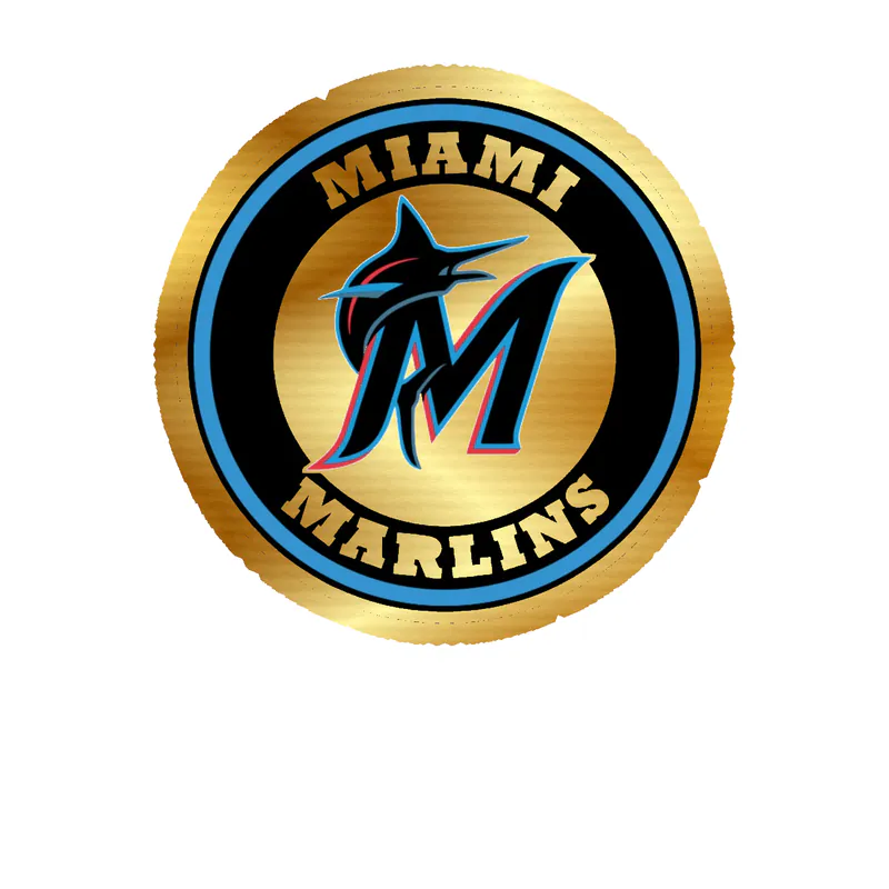 Miami Marlins - Circle Black M - Gold Chrome Vinyl Sticker - Custom Size