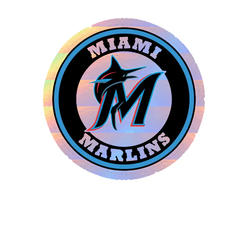 Miami Marlins - Circle Black M - Holographic Vinyl Sticker - Custom Size