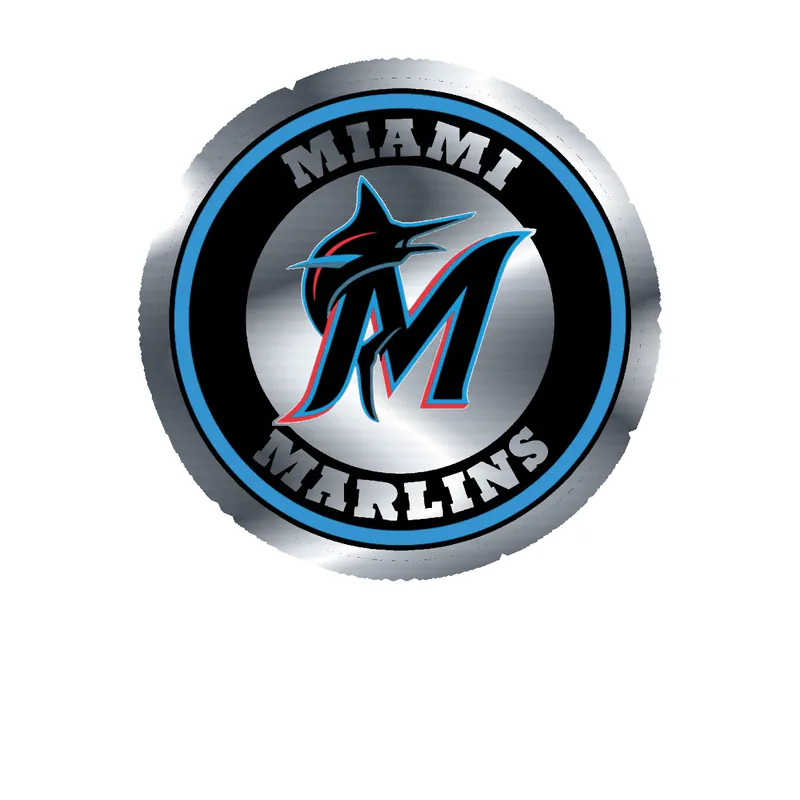 Miami Marlins - Circle Black M - Silver Chrome Vinyl Sticker - Custom Size
