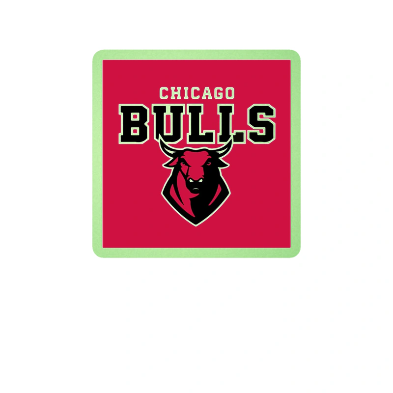 Chicago Bulls - Red Square With Bull And Name - Glow in the Dark Vinyl Sticker - Custom Size