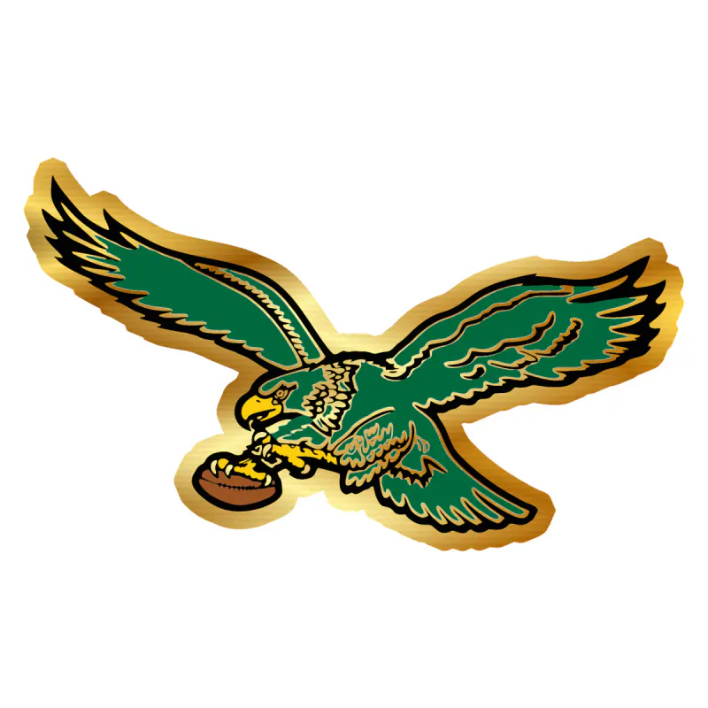 Philadelphia Eagles- Retro - Gold Chrome Vinyl Sticker - Custom Size
