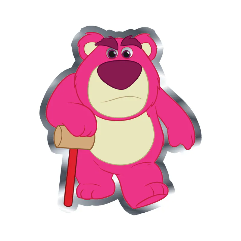 Toy Story Lots-O'-Huggin' Bear Silver Chrome Vinyl Sticker - Custom Size