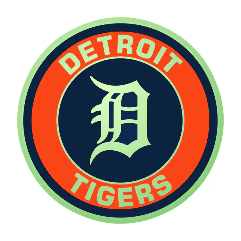 Detroit Tigers - Orange And Blue Circle - Glow in the Dark Vinyl Sticker - Custom Size
