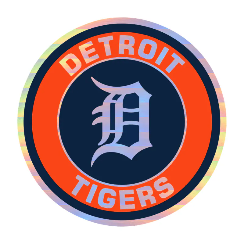 Detroit Tigers - Orange And Blue Circle - Holographic Vinyl Sticker - Custom Size