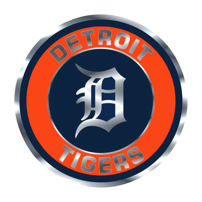 Detroit Tigers - Orange And Blue Circle - Silver Chrome Vinyl Sticker - Custom Size