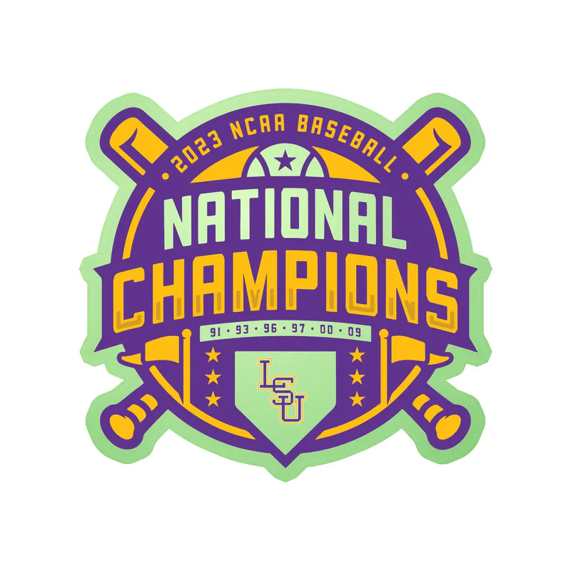 LSU Tigers - Baseball National Champions - Glow in the Dark Vinyl Decal - Custom Size