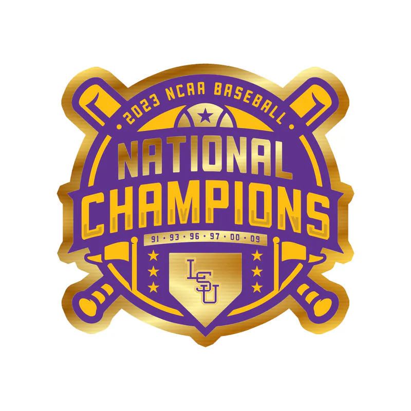 LSU Tigers - Baseball National Champions - Gold Chrome Vinyl Decal - Custom Size