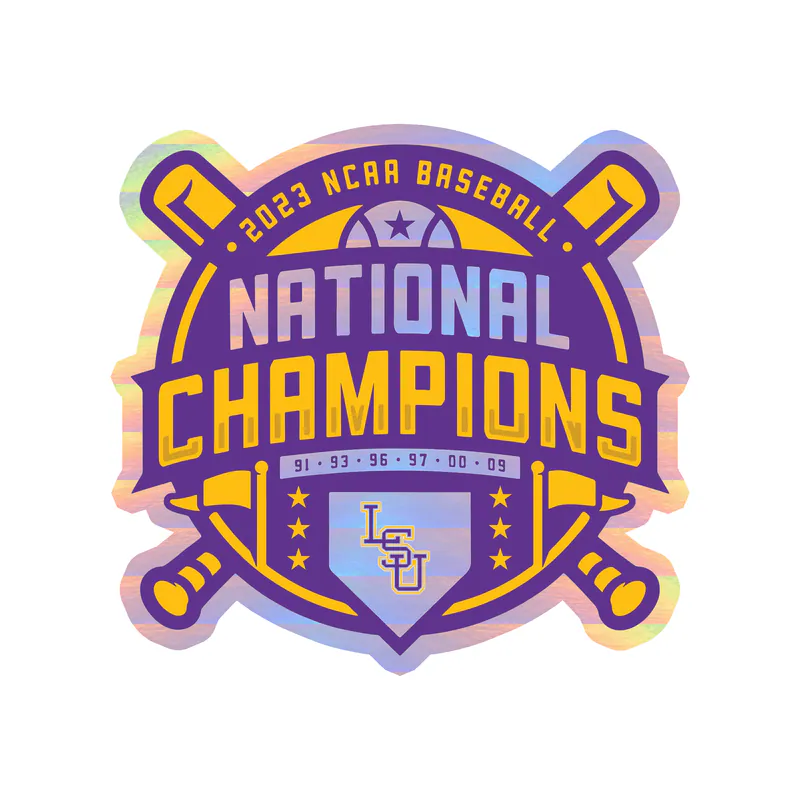 LSU Tigers - Baseball National Champions - Holographic Vinyl Decal - Custom Size