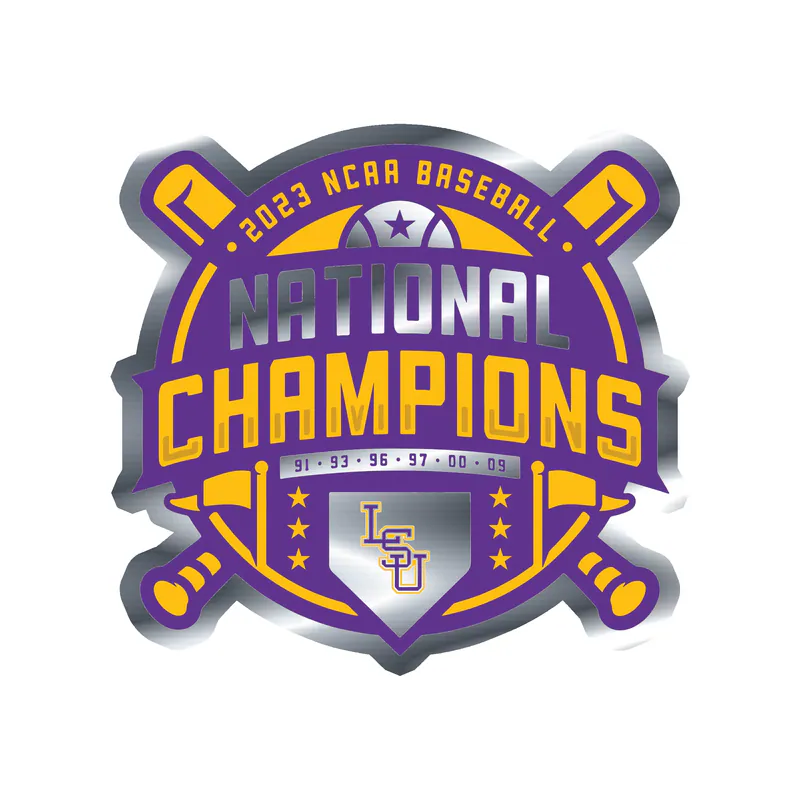 LSU Tigers - Baseball National Champions - Silver Chrome Vinyl Decal - Custom Size